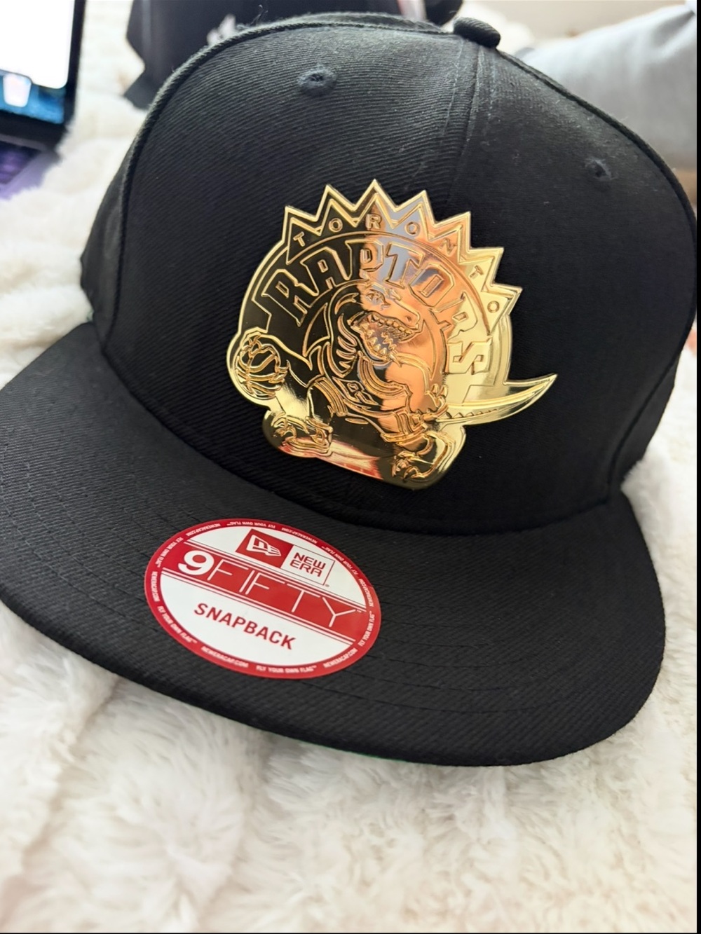 NBA Black Snapback Hat with Gold Raptors Emblem